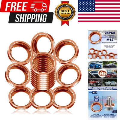 #ad 24PCS Copper Oil Drain Plug Gasket Washers – M12 Crush Washer for Engine Oil $7.94
