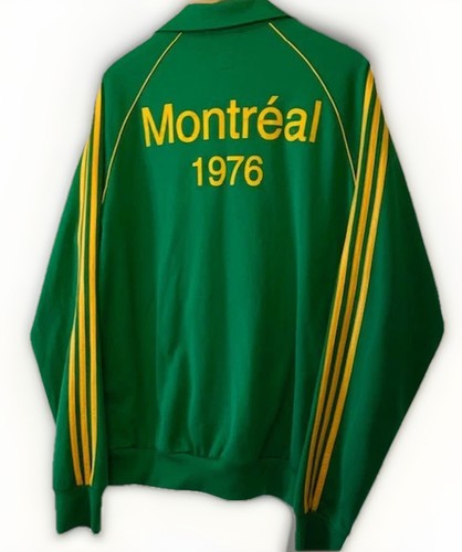 Vintage Adidas Trainingsanzug Jacke Grün Vintage Zip Selten Herren 2XL Montreal 76 Hip Hop Y2K