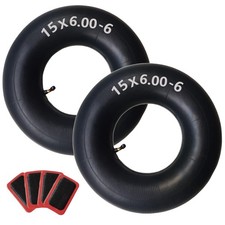 6 Heavy-Duty 15 x 6.00-6 Inner Tubes with Brass TR-87 Valve for Quick Install