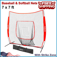 7x7ft Baseball/Softball Net, Batting Pitching, Strike Zone, Portable,Team Colors
