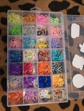 Rainbow Loom Style Rubber Band Bracelet Craft Kit, Multicolor, Organizer Case
