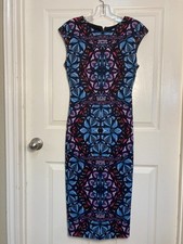 Vince Camuto dress purple and blue pattern sze 2