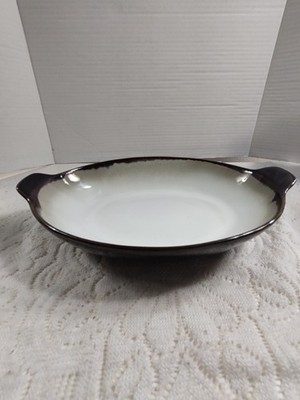 Sango Nova Black White Stoneware 12'' Vegetable Serving Casserole Dish Bowl 