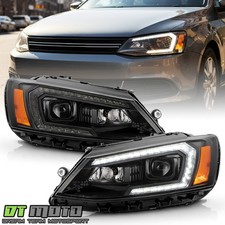 For 2011-2018 Volkswagen Jetta Halogen Upgrade Led Tube Projector Headlights Set