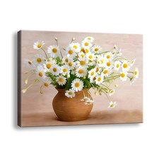 Boho Daisy Pink Flowers Wall Art Canvas for 15"L x 12"W pink canvas wall art
