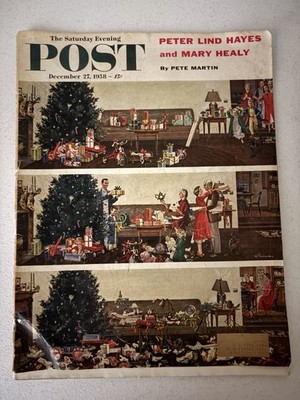Saturday Evening Post Dec 27, 1958 Trashed After Xmas Santa Coca Cola Ad READ