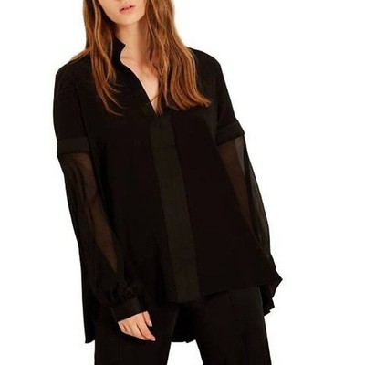 Amanda Wakeley Women's Blouse UK 12 Black 100% Silk Basic New with tags