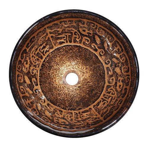 Aquaterior Round Bathroom Vessel Sink Tempered Glass Antique Vanity Bowl Basin - Picture 5 of 9