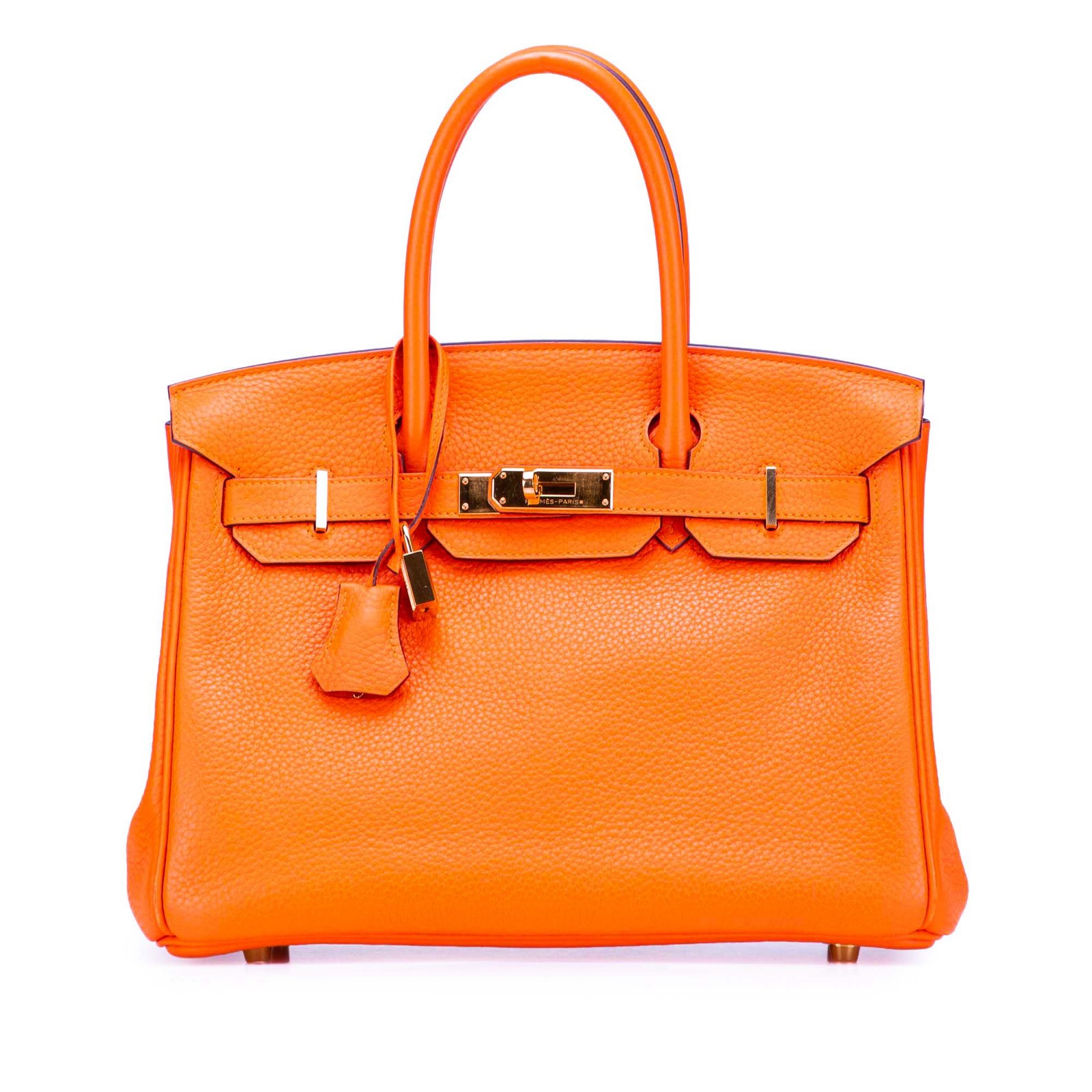 Authentic Hermès Togo Retourne 30 Birkin Dark Orange Calf Leather Bag