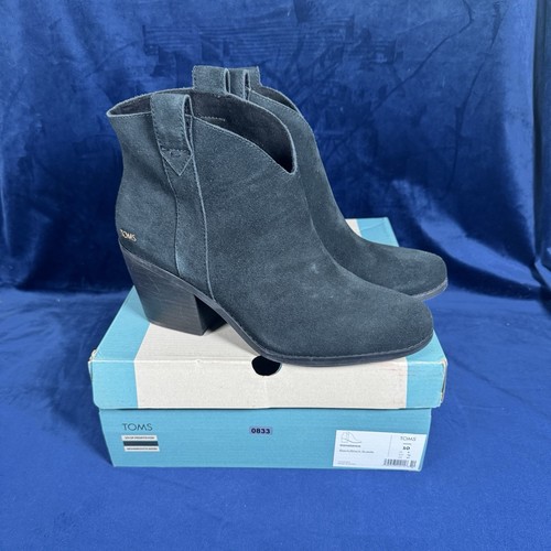 Toms Constance schwarze Stiefeletten mit gestapeltem Absatz Damen 10 0833