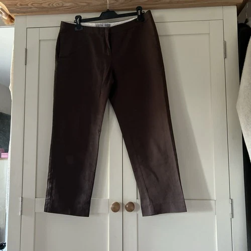 Max Mara Cropped Trousers Chocolate Brown Size 14