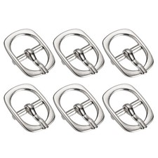 6Pcs 0.5" Single Prong Belt Buckle Oval Center Bar Buckles for Belt, Silver
