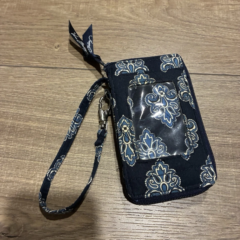 Muñequera Vera Bradley Pequeña Cremallera Alrededor Azul Patrón Floral Foto 4 de 4