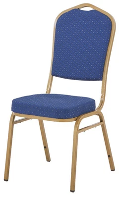 DURABULL Steel Emperor Banqueting Chair Blue Fabric with Gold Frame | Stacking Chair