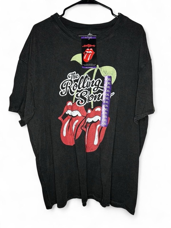 The Rolling Stones Black Tee with Red and White Logo