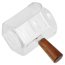 Household Glass Milk Pitcher with Wooden Handle Heat Resistant Coffee Cup