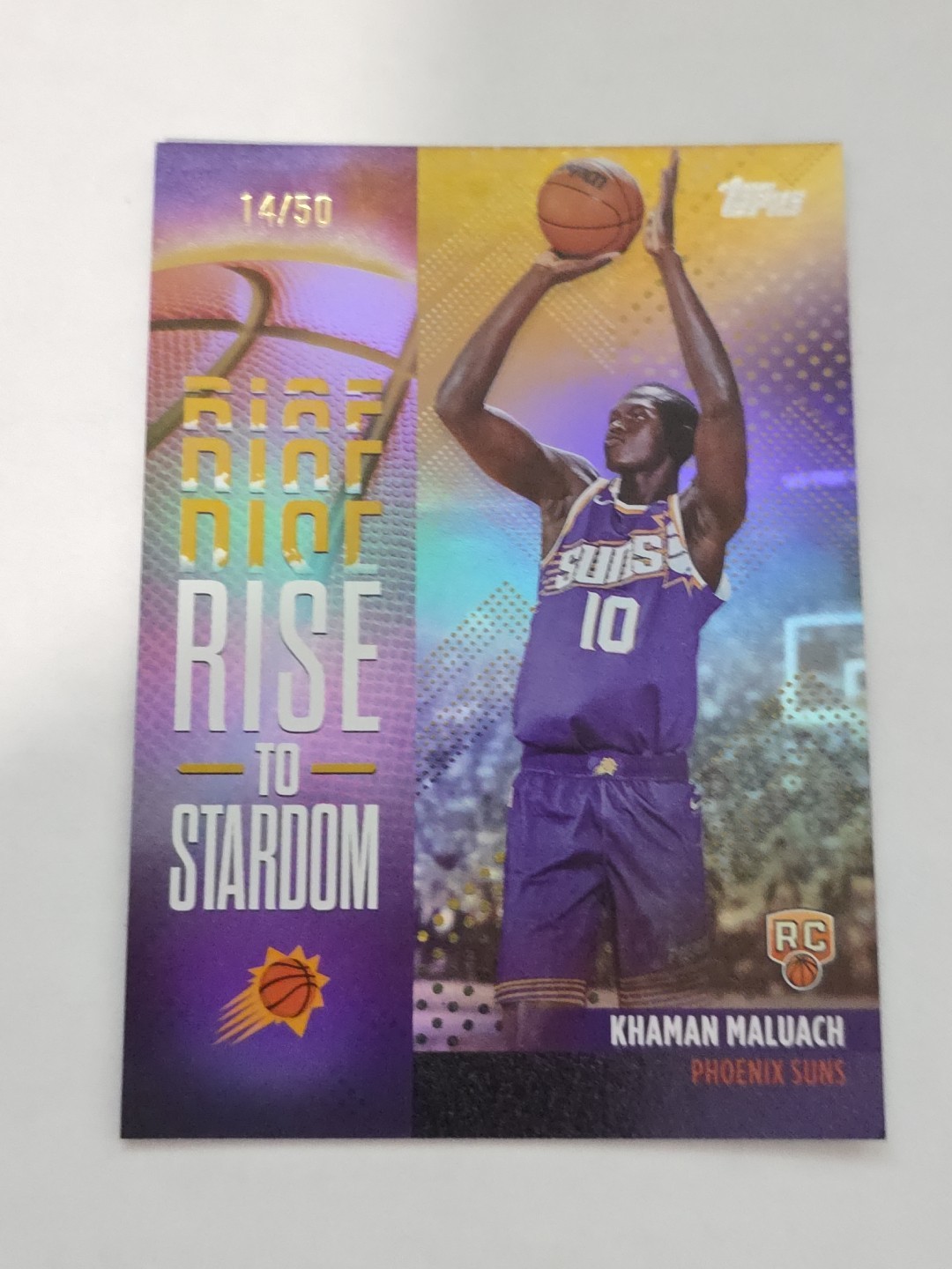2025 Topps Basketball Khaman Maluach Rise to Stardom Gold /50 RC #RTS-10 Suns