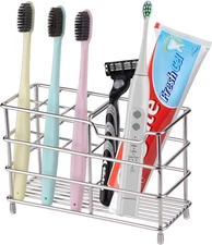 Toothbrush Holder for Bathroom - Stainless Steel Rustproof Metal Toothpaste Hold