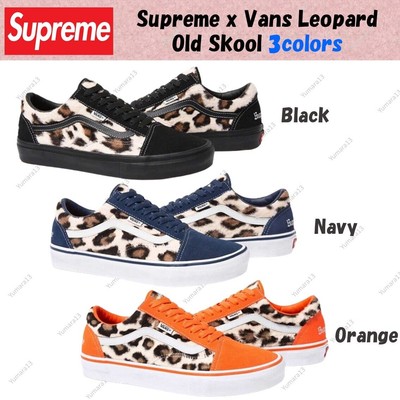 Supreme x Vans Leopard Old Skool 23FW 3colors Black Navy Orange Men's Size