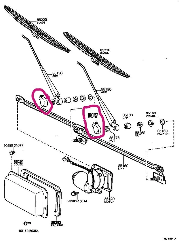 2pc 85195-95700 GENUINE TOYOTA LAND CRUISER OEM WIPER ARM COVER SET FJ40 BJ40 Foto 3 de 4