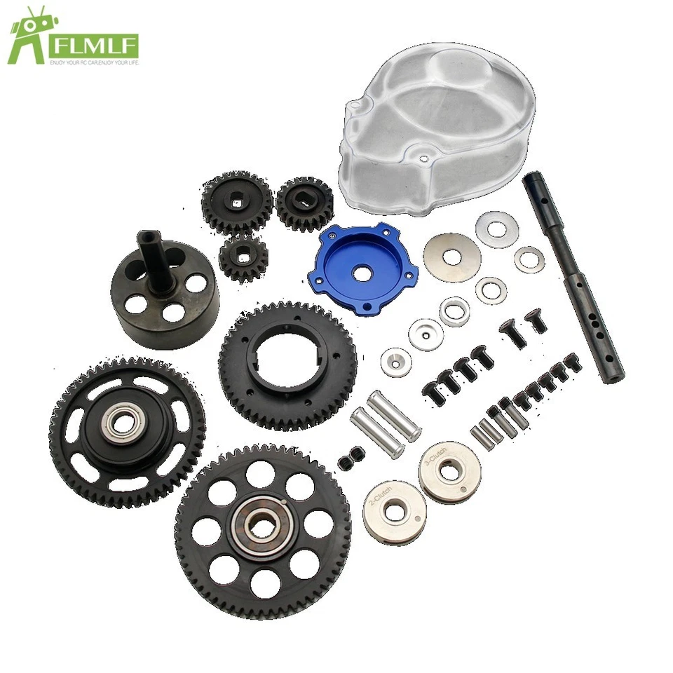 FLMLF CNC Metal 3 Speed Blue Gear Transmission Kit for HPI RV Baja 5B 5T RC 1/5 - Image 3 of 4