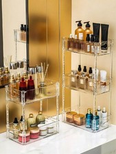 2/3 Layer Transparent Cosmetic Organizer, Makeup Storage Rack Countertop Shelf