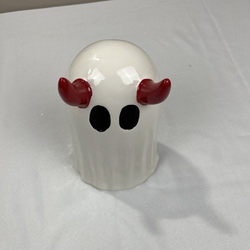 Goblin & Ghoul 11" Halloween Light Up Ghost With Red Horns - Picture 2 of 6