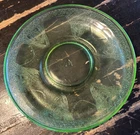 Vintage Uranium Glass Georgian Love Birds Federal Depression Saucer 5.75"