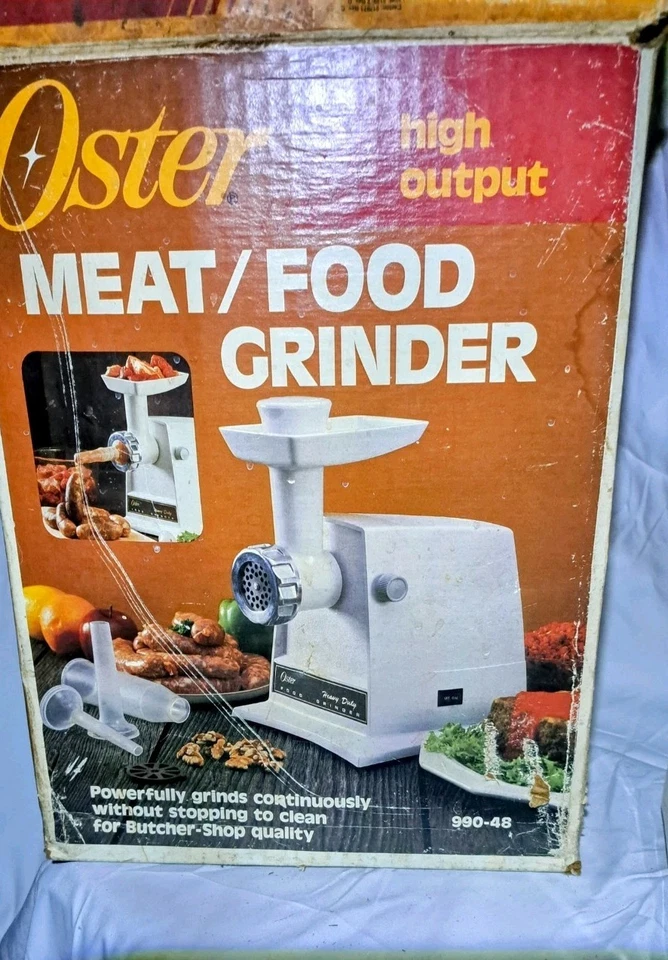 Vintage"Oster"Hi Output Meat Food Grinder Hvy Duty w All Orig Parts,w Box,Works - Image 4 of 4