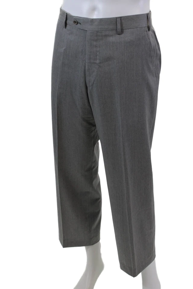 Bloomingdales The Mens Store Mens Wool Zippered Dress Pants Gray Size 34 - Image 2 of 4