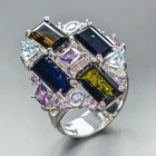 Handmade ring 12 ct+ Natural Tourmaline Ring 925 Sterling Silver Size 8 /R455113