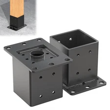 4x4 Post Base 2 Pcs (Inner Size:3.6"x3.6") Heavy Duty Bracket Black