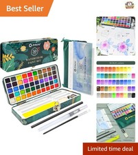 Portable 50-Color Non-Toxic Watercolor Set with Brushes  Papers for Creatives