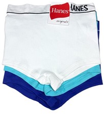 HANES Originals Women  s 3-Pair Boyshort Underwear Panties Ribbed Nylon Size S
