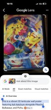 Pokemon  Two Ash  and Pikachu Lenticular 3D Holographic Posters 15.5x11.5 Framed