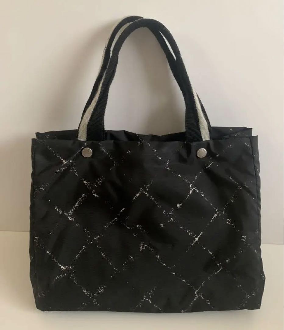 CHANEL Vintage Travel Line Tote Bag LW007967 Black Leather