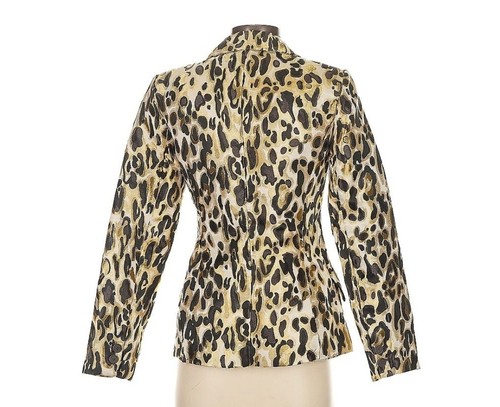 Women's Classic Leopard Print Blazer Jacket Size Medium Workwear Mobwife - Picture 4 of 4