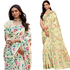 Women's Pure Cotton Woven Saree With Blouse Piece