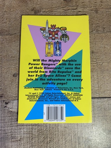 Mighty Morphin Power Rangers Save The World Activity Book, 1994 Dots Mazes More - Picture 2 of 4