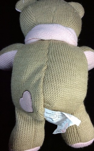 Peluche Starbucks Bearista Orso 89a Edizione Tan Rosa Cuore Chiave Giocattolo Morbido Maglia 2010 - Foto 5 di 6