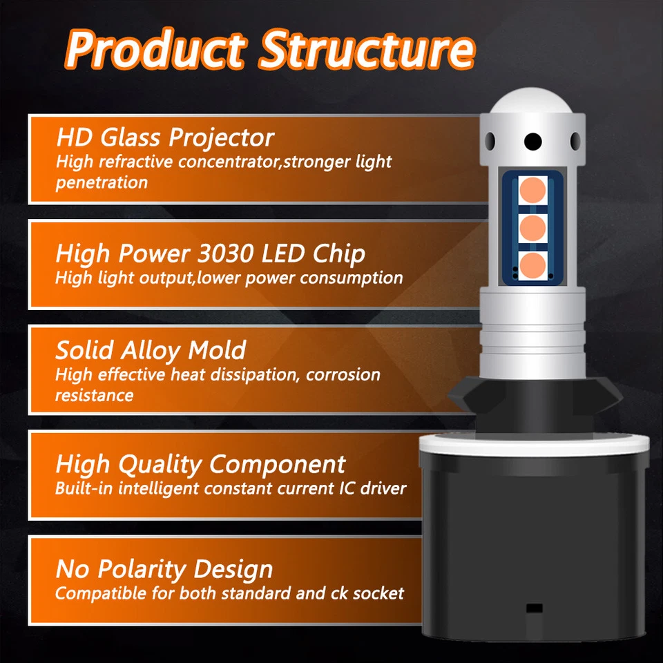 2X 883 893 890 880 LED Bulbs Fog Driving Lights DRL Lamp Pink/Purple High Power - Image 2 of 4