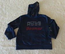 Xersion Kids Sz XS 6/7 Pullover Hood Graphic Quick Dry Long Sleeve Casual Navy