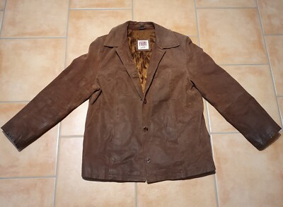 Jacke Vintage Echtes Leder der Marke FRONTLINE Größe 42