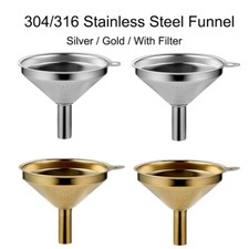 Mini imbuto filtro metallo acciaio inox per riempire piccola bottiglia argento oro