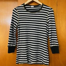 Splendid Striped Thermal Top Gray Black Size Large
