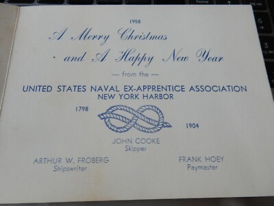 NEW YORK HARBOUR GROSSE SCHIFFE LEHRLING ASSOC 1958 KARTE VORNE BESCHÄDIGT 14/11 CM 