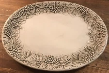 Vintage WCL Serving Platter Grapes & Vines White Gray Large Oval