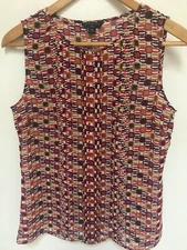 Banana Republic Womens Petite M Sleeveless Multicolor Pleats Polyester