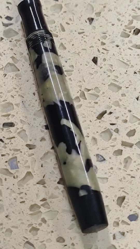 Pluma Estilográfica Celuloide Mármol Verde Oliver Oro 14k Garantizada Foto 4 de 4