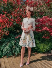 Ted Baker Elegance Floral Print Fit&flare Midi Dress Coat Jacket Wedding Zip 1 8